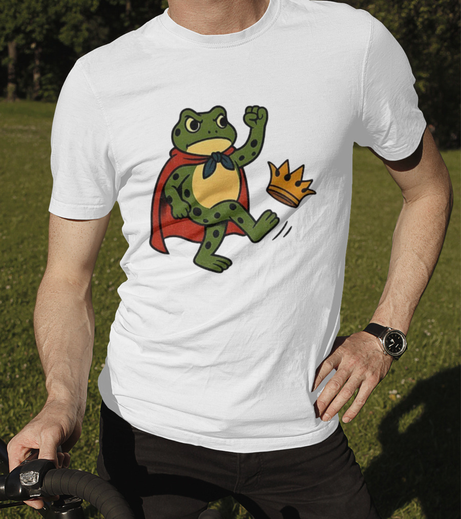 Portland Frog No Kings In America Anti Trump Kicking Crown T-Shirt
