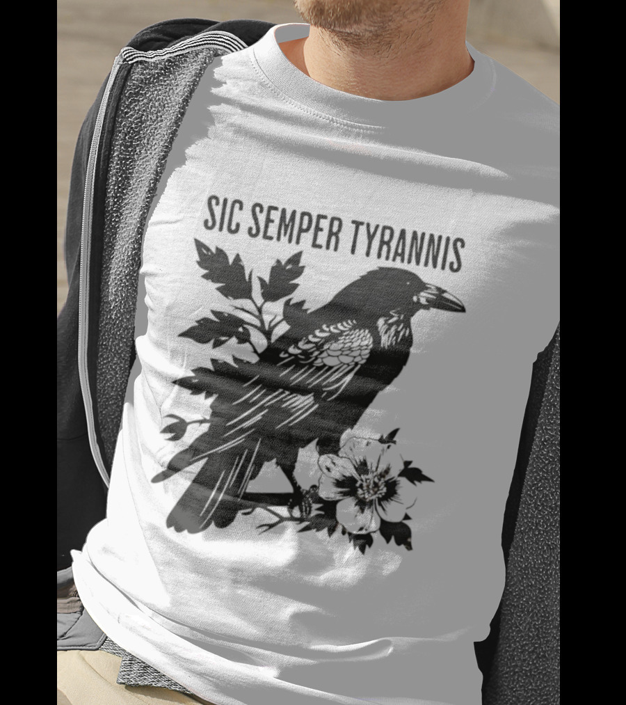 Sic Semper Tyrannis Raven With Leaves Graphic T-Shirt