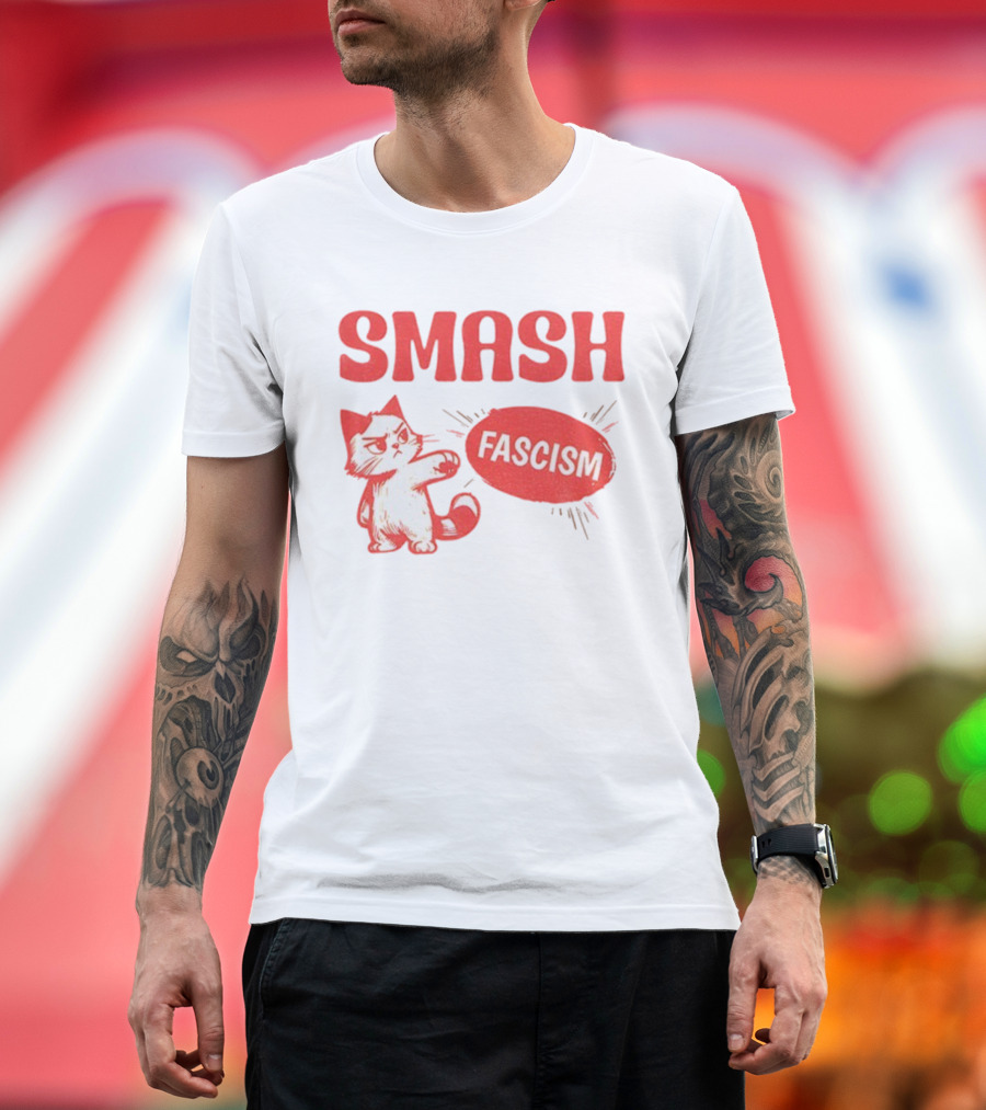Smash Fascism Feminist Cat Paw Punch Activist Protest T-Shirt