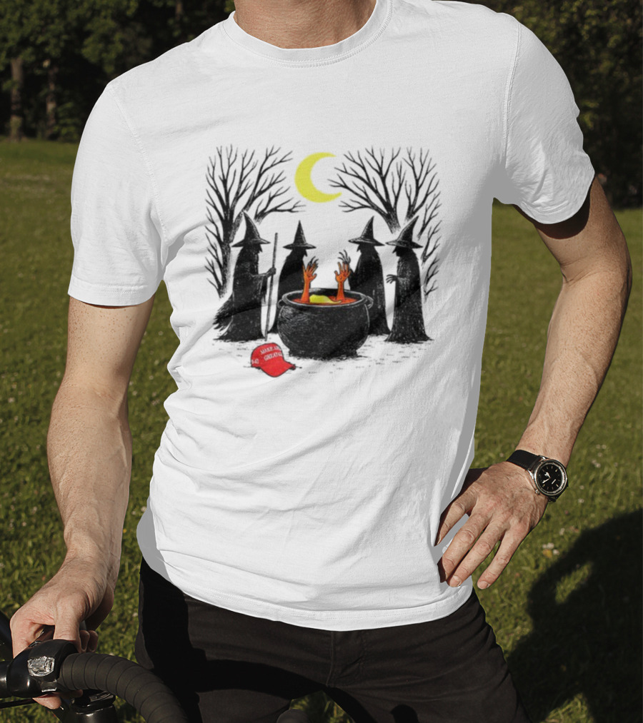 Spooky Witch Halloween Brewing Cauldron Make America Great Again Red Hat T-Shirt