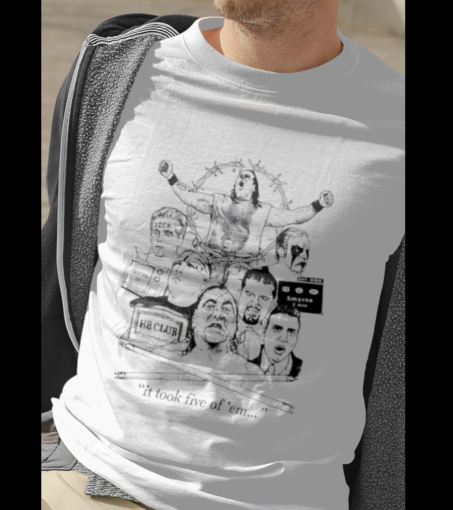 Zandig Jesus It Took Five Of Em Wrestling CZW Combat Zone Pro Wrestlers T-Shirt