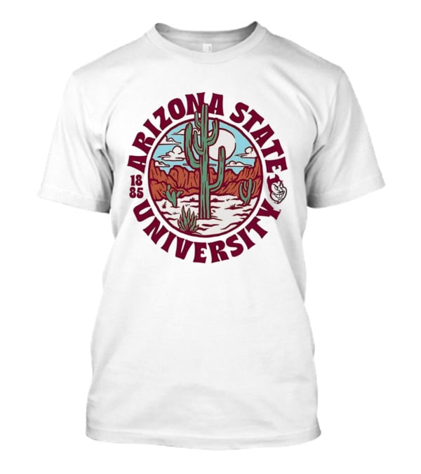 Arizona State University 1885 Desert Cactus Landscape Sun Moon Iconic Symbol T-Shirt
