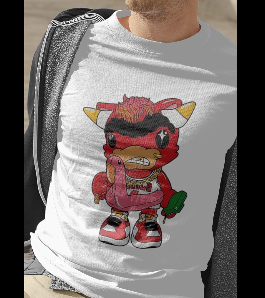 Benny The Bull Lil Benny 2025 Mascot Graphic Bulls Basketball Cartoon T-Shirt