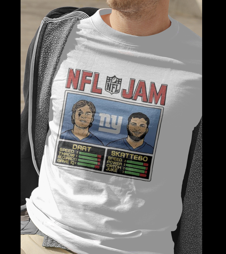 New York Giants NFL Jam Cam Skattebo Jaxson Dart Classic Video Game Theme T-Shirt