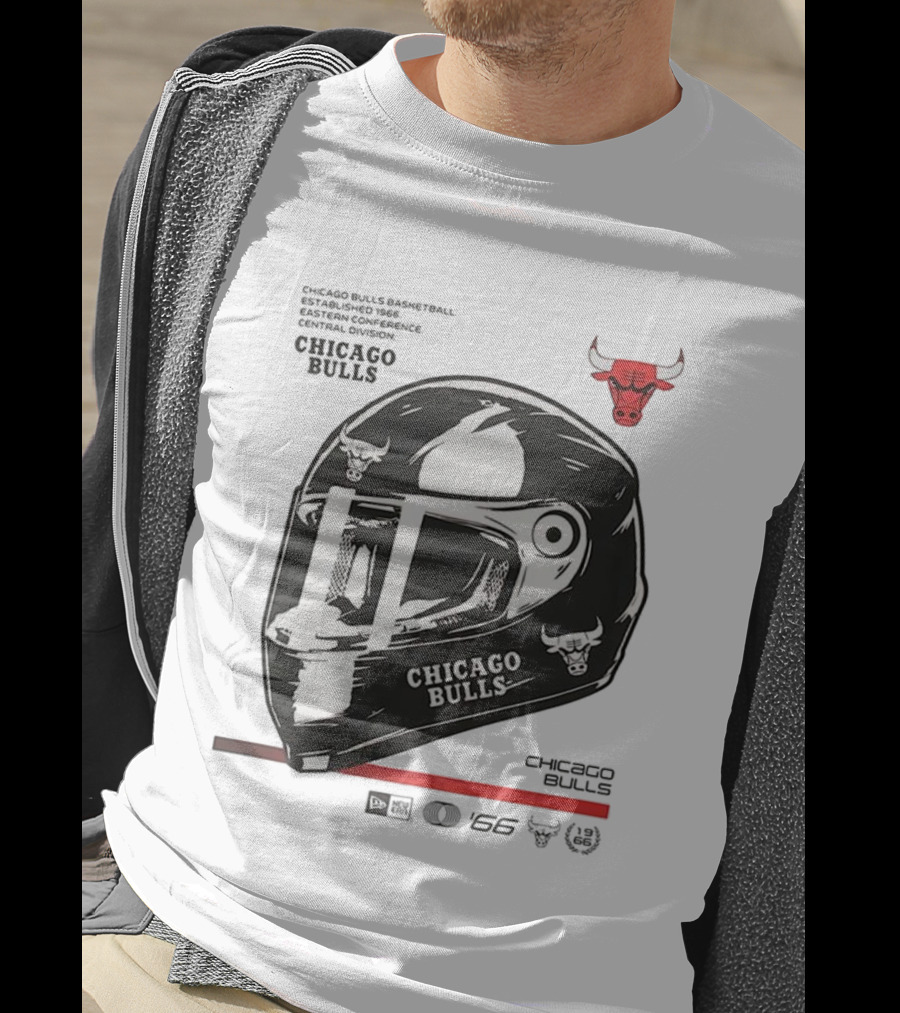 Chicago Bulls Basketball Est 1966 Eastern Conference Central Division Helmet T-Shirt
