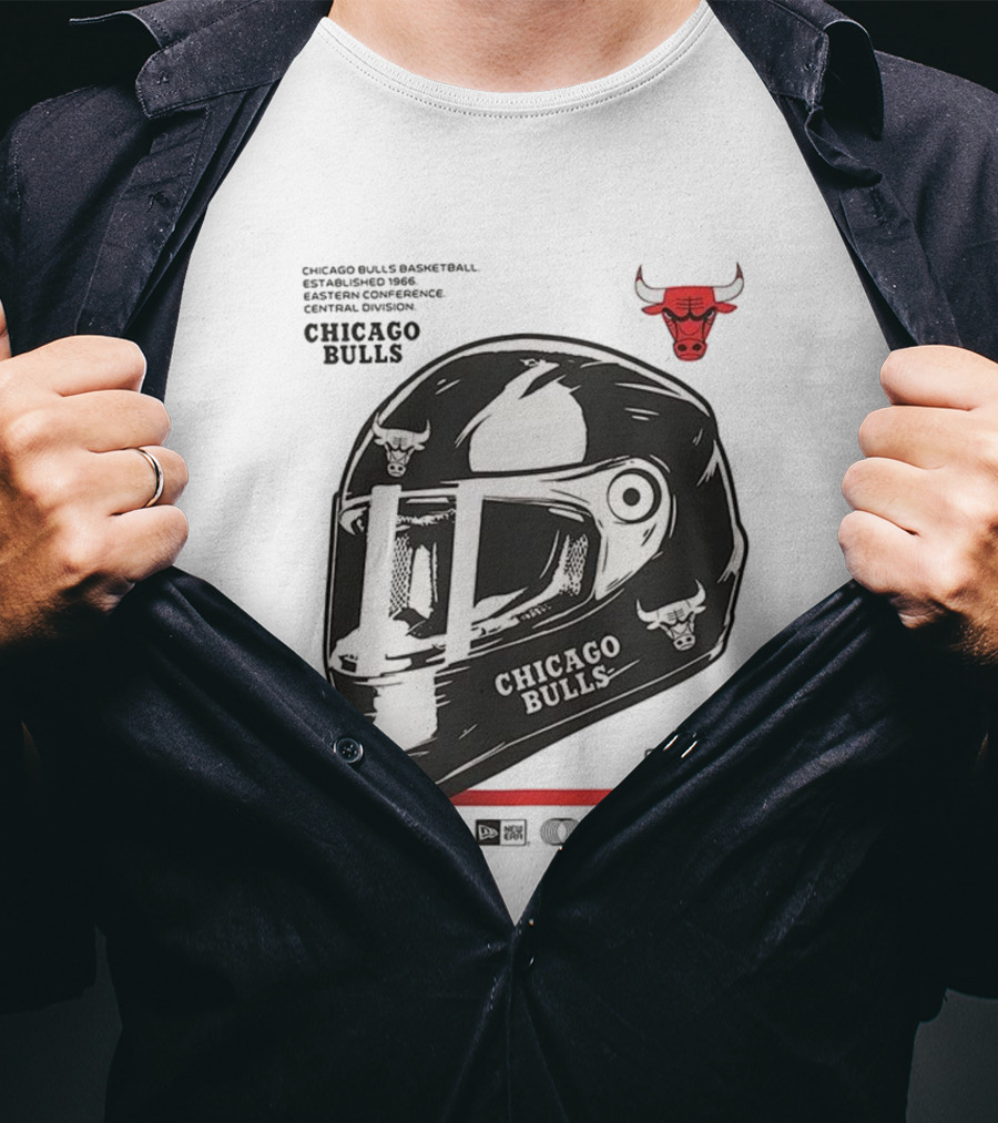 Chicago Bulls Basketball Est 1966 Eastern Conference Central Division Helmet T-Shirt