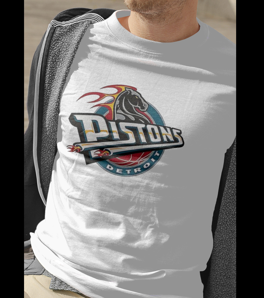 Detroit Pistons Retro Fire Horse Emblem T-Shirt