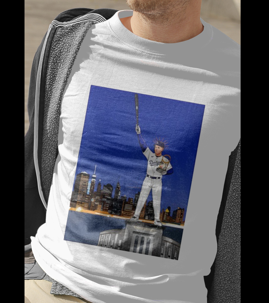 Freddie Freeman Dodgers Statue Of Liberty New York Skyline 2024 MVP T-Shirt