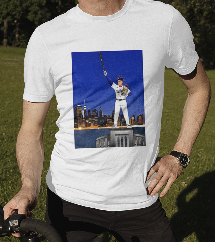 Freddie Freeman Dodgers Statue Of Liberty New York Skyline 2024 MVP T-Shirt