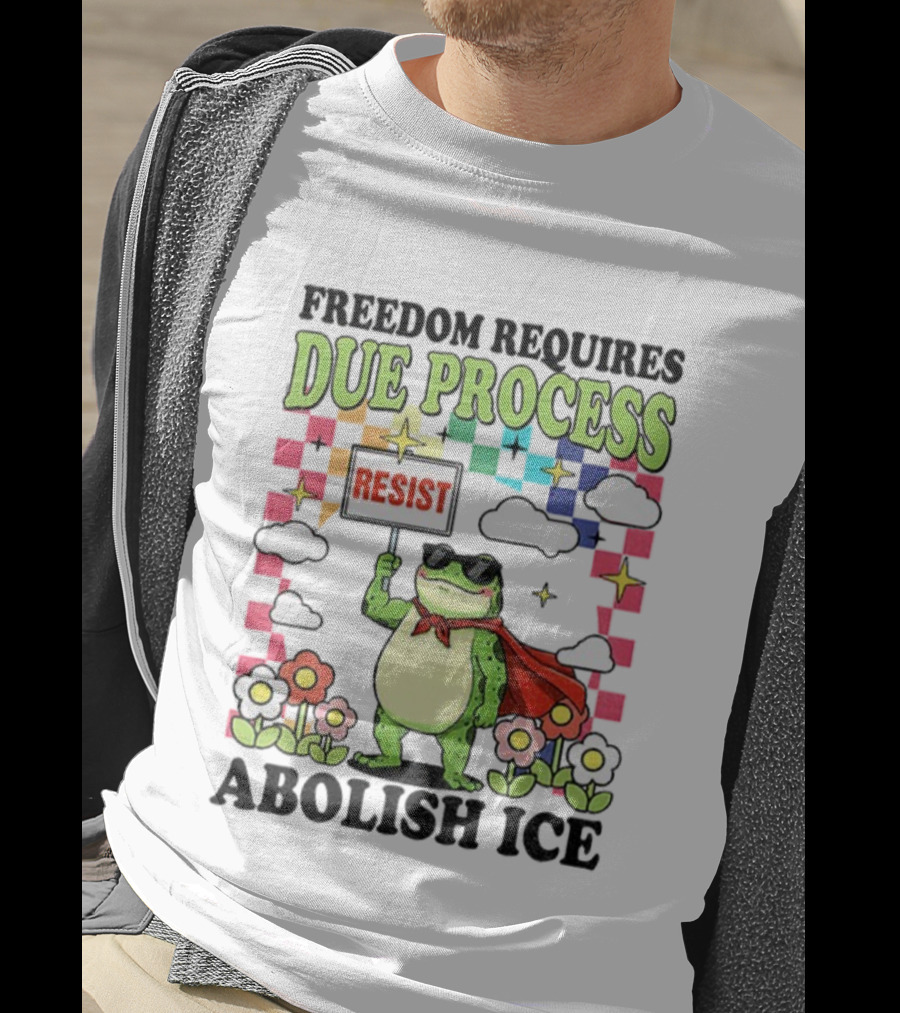 Freedom Requires Due Process Frog Resist Abolish ICE T-Shirt