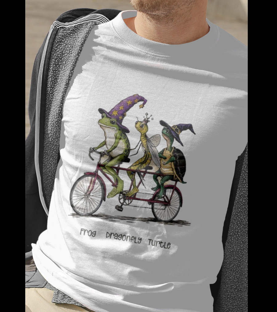 Witch Frog Dragonfly Turtle Halloween FDT Anti Trump Riding Bicycle T-Shirt