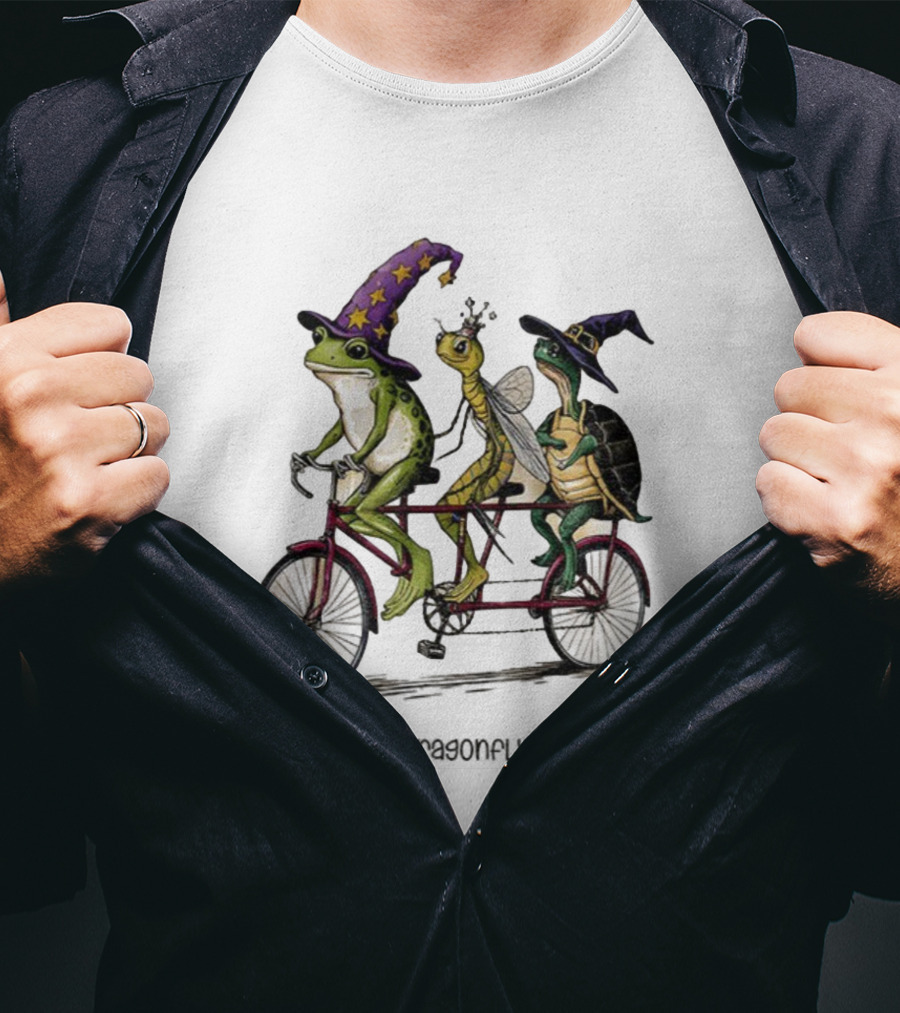 Witch Frog Dragonfly Turtle Halloween FDT Anti Trump Riding Bicycle T-Shirt