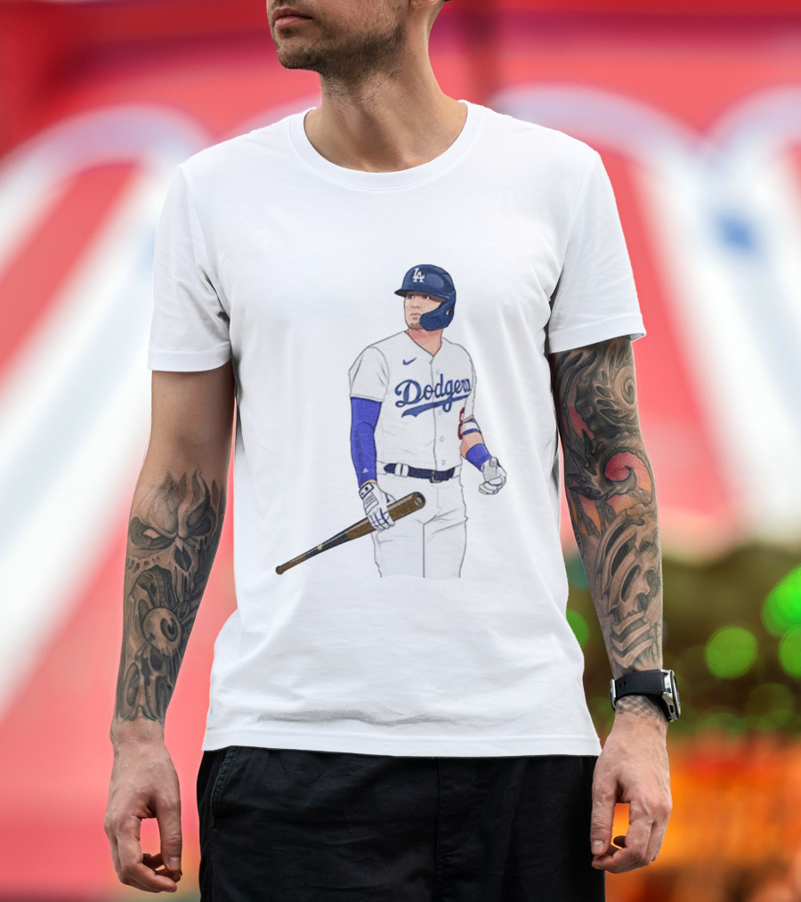 Kiké Hernández Los Angeles Dodgers #18 Baseball Player Illustration T-Shirt