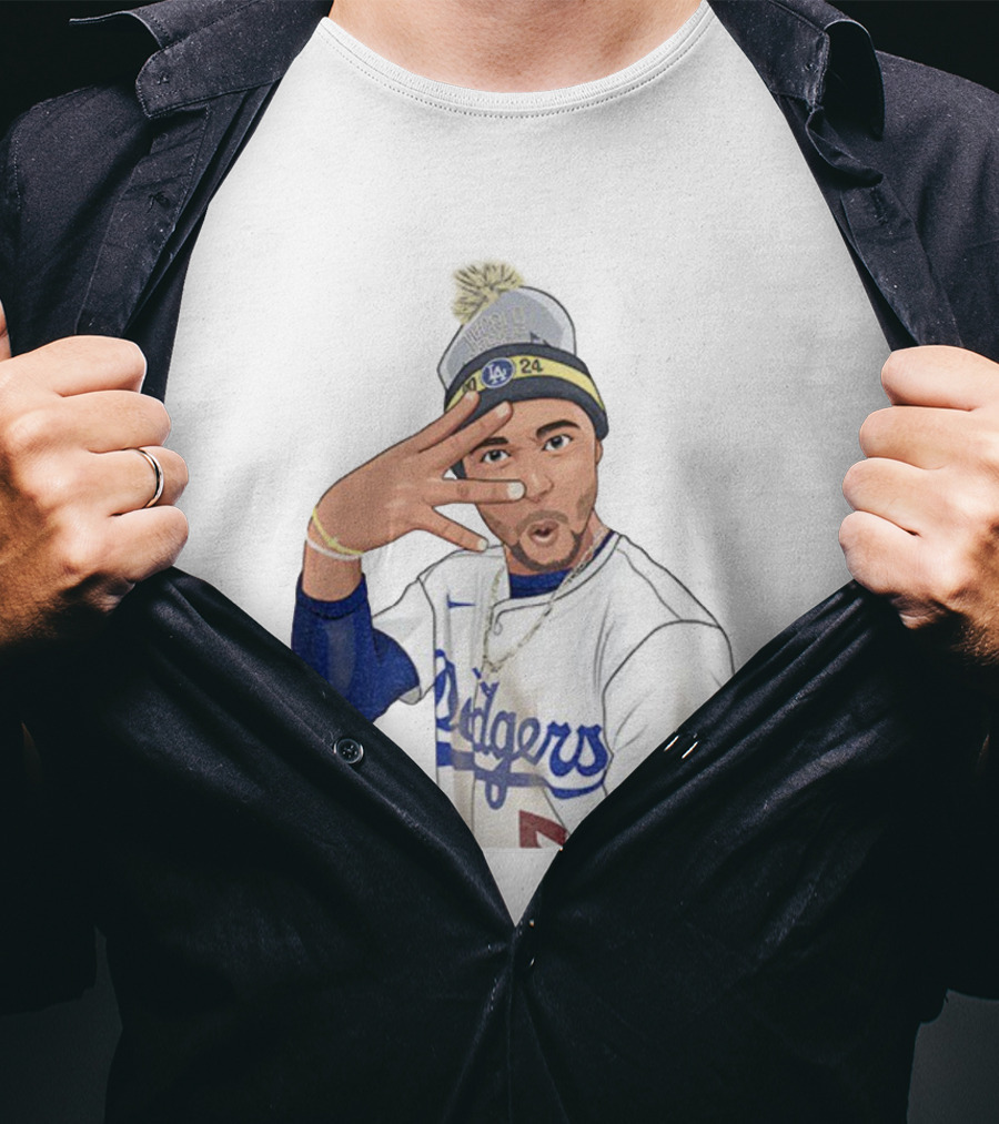 Mookie Betts Los Angeles Dodgers Pom-Pom Beanie Baseball 2024 T-Shirt