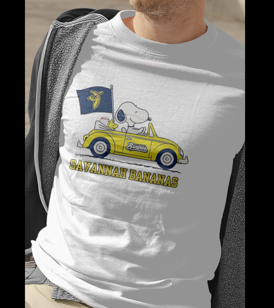 Snoopy Woodstock Driving Savannah Bananas Baseball Car T-Shirt