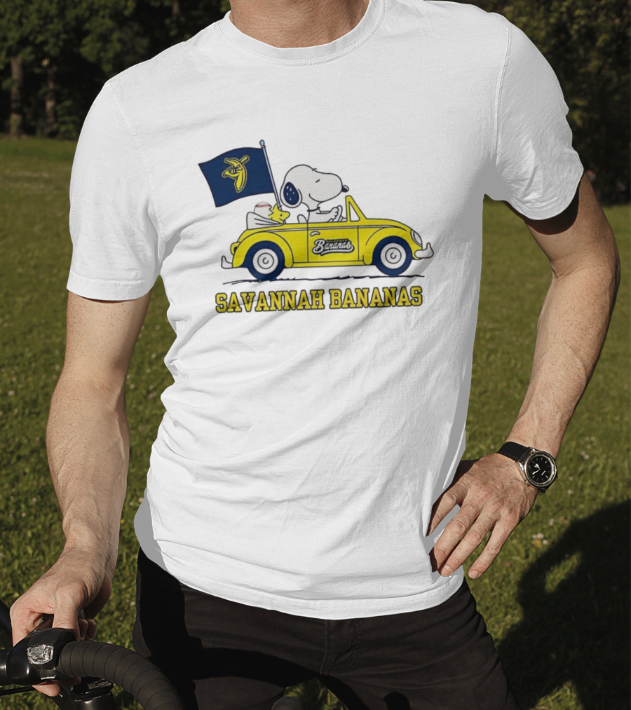 Snoopy Woodstock Driving Savannah Bananas Baseball Car T-Shirt