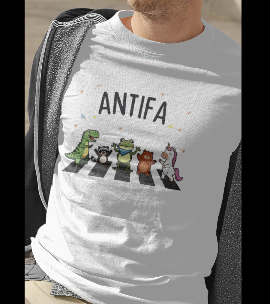 ANTIFA Portland Dancing Frog Dinosaur Raccoon Bear Unicorn T-Shirt