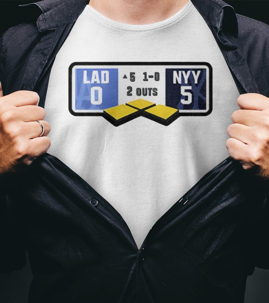 Los Angeles Dodgers Vs New York Yankees Scoreboard Christmas 2025 Baseball Player T-Shirt