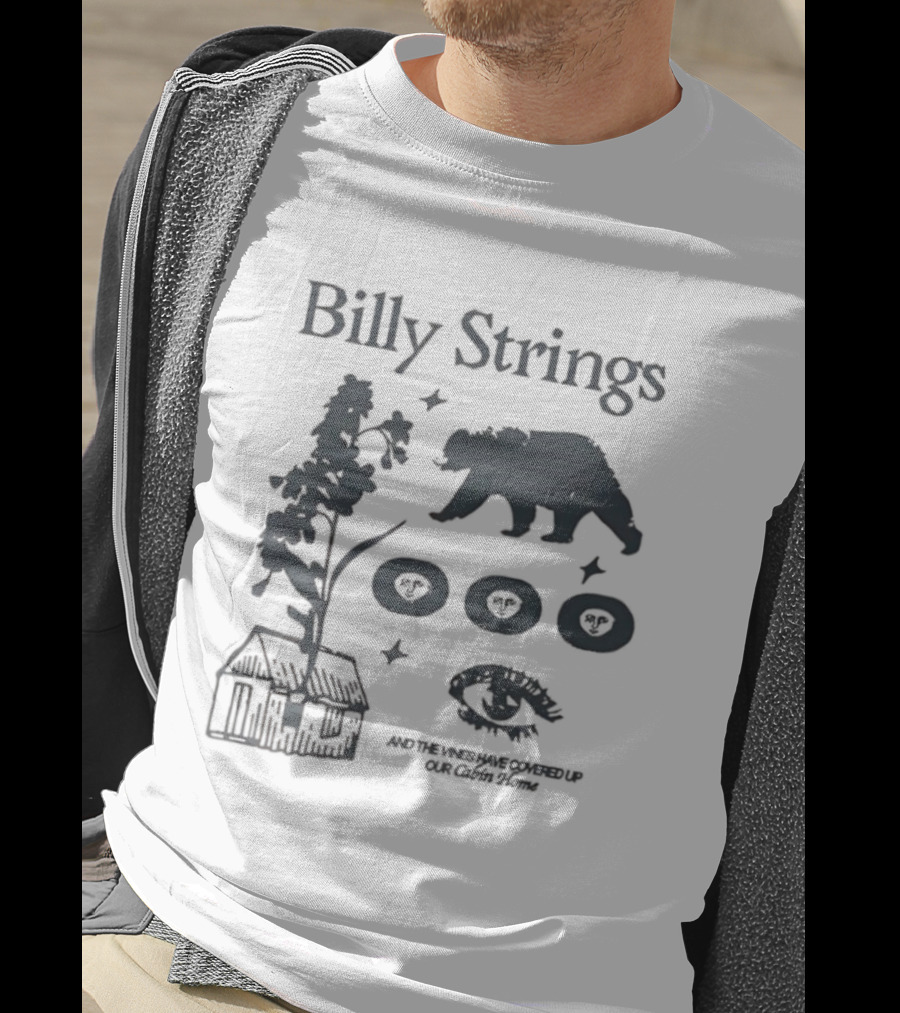 Billy Strings Cabin Bear Tree Rings Eye And Rustic Cabin T-Shirt