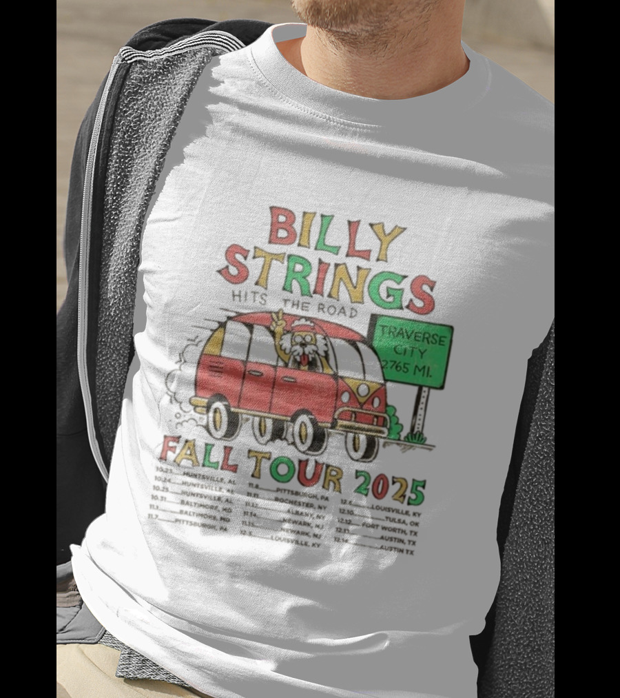 Billy Strings Hits The Road Fall Tour 2025 Traverse City Van 2765 MI T-Shirt