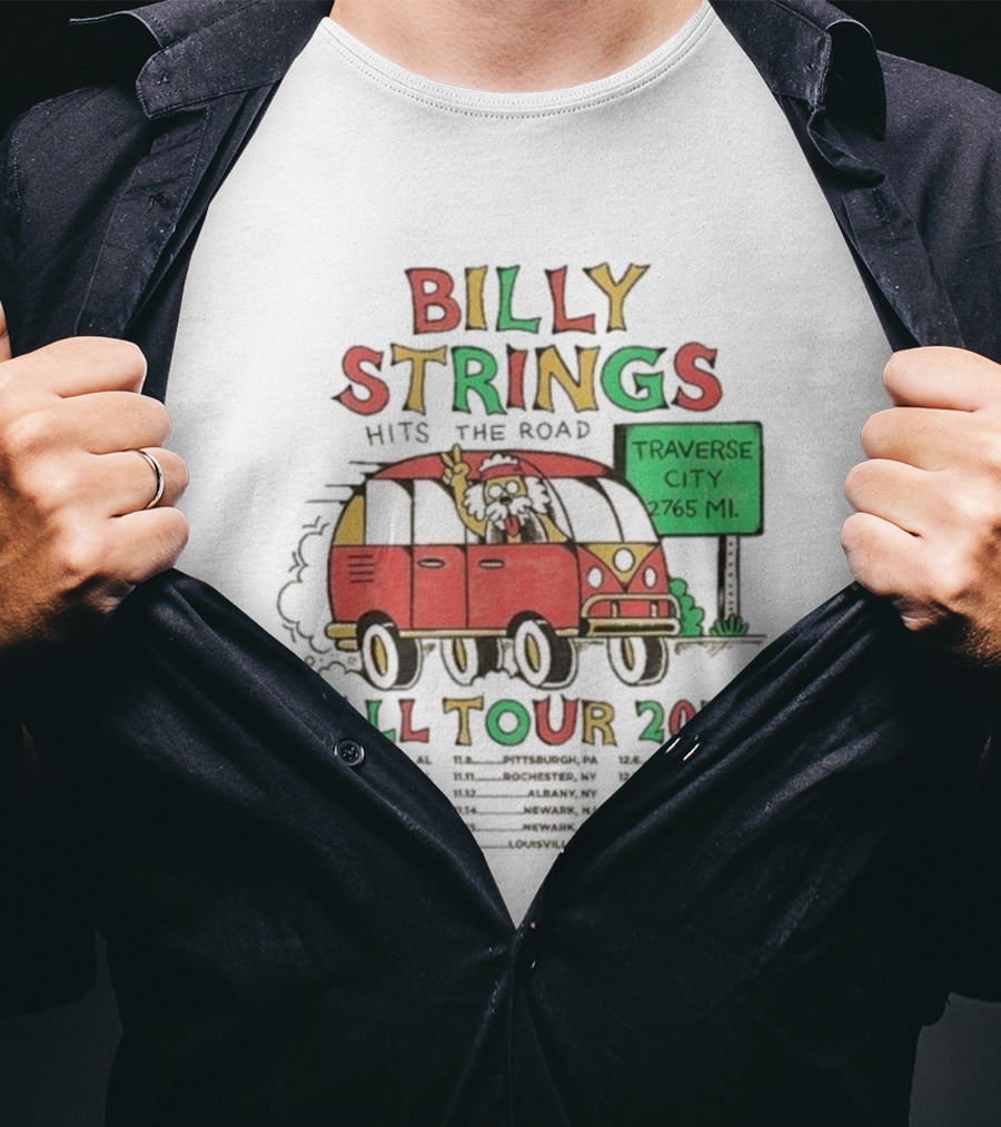 Billy Strings Hits The Road Fall Tour 2025 Traverse City Van 2765 MI T-Shirt