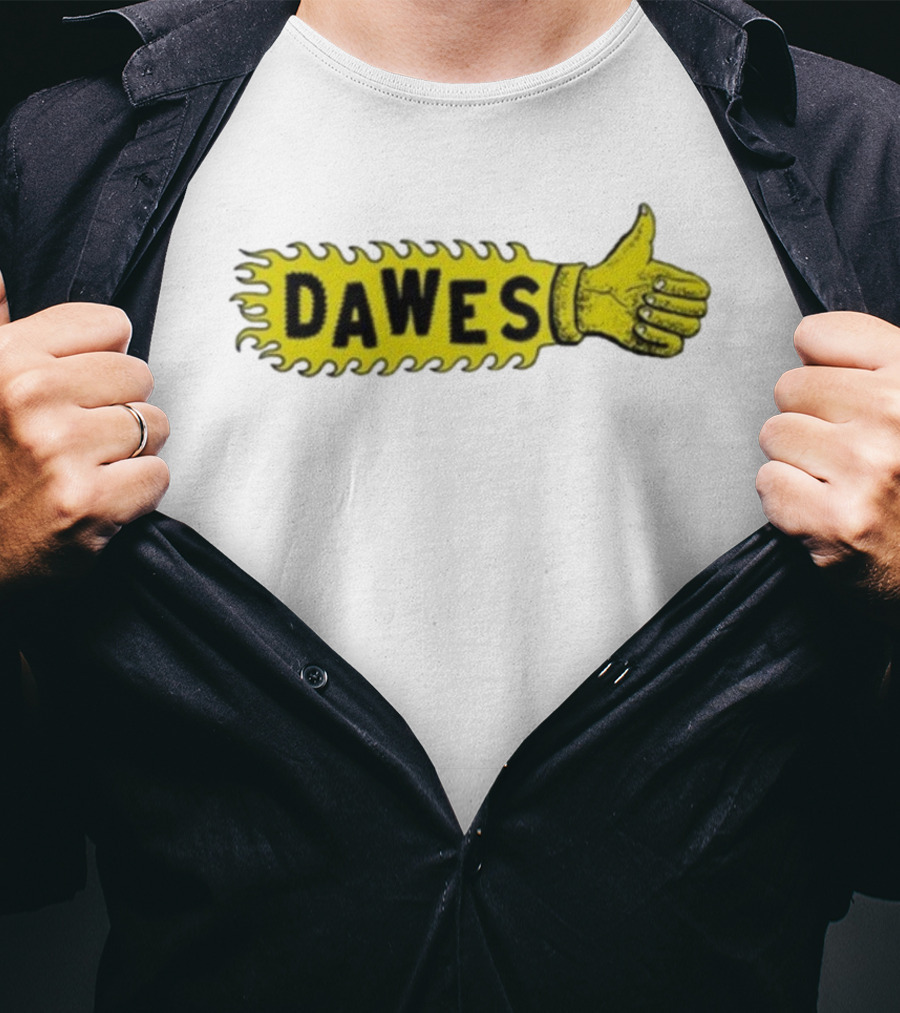 Dawes Thumbs Up Yellow Hand Icon Flame Effect T-Shirt