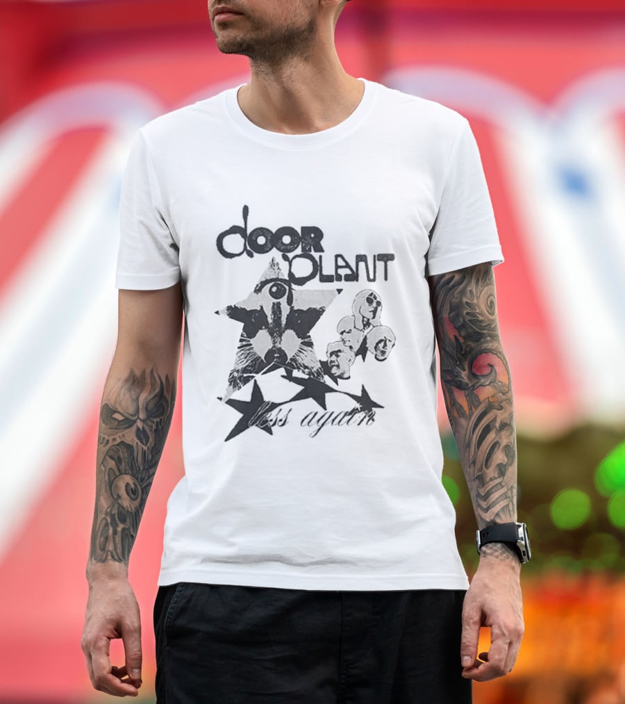 Door Plant Star Faces Animal Pattern T-Shirt