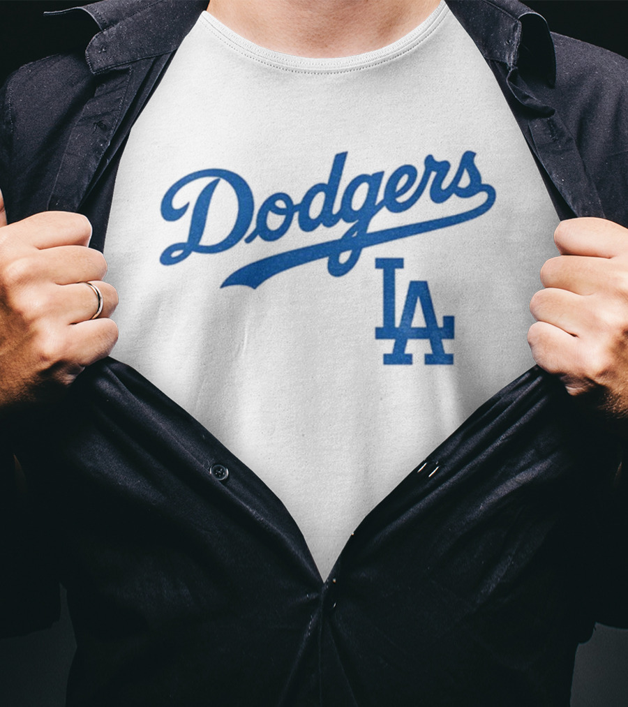 Dodgers LA Vintage Blue Script Team Emblem T-Shirt