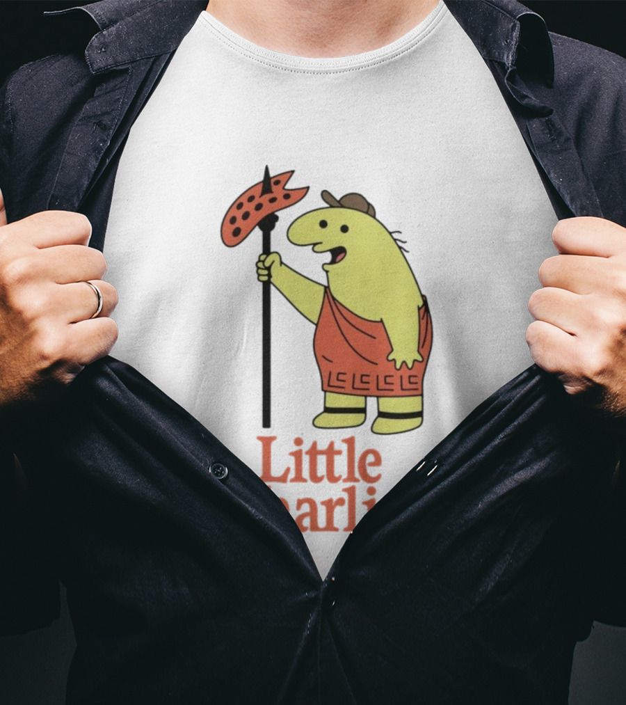 Little Charlies Cartoon Character With Tribal Shield T-Shirt