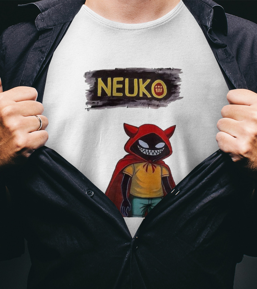 Neuko Evilhood Red Cloak Character With Mischievous Grin T-Shirt
