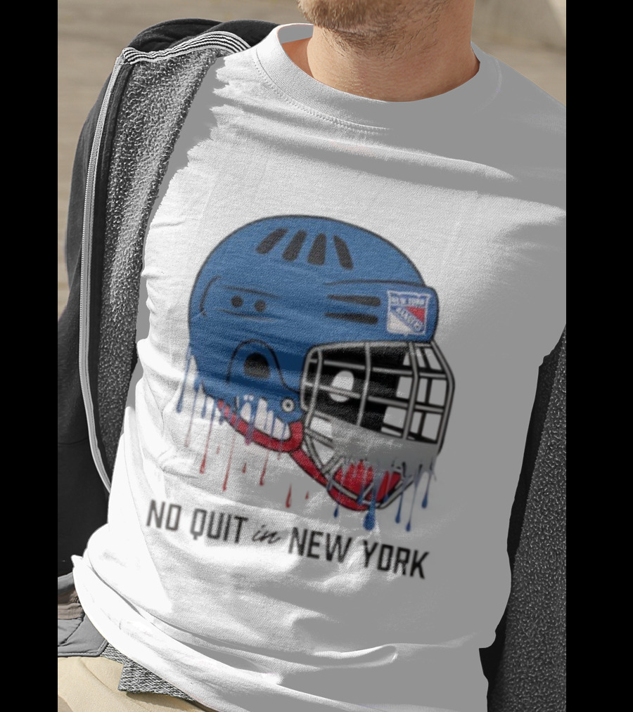New York Rangers Drippy Helmet No Quit T-Shirt