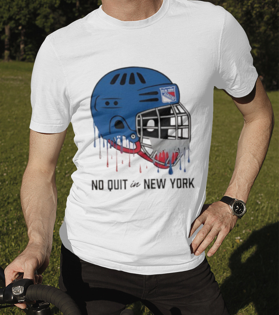 New York Rangers Drippy Helmet No Quit T-Shirt