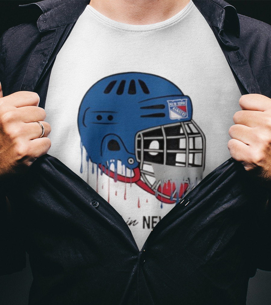 New York Rangers Drippy Helmet No Quit T-Shirt