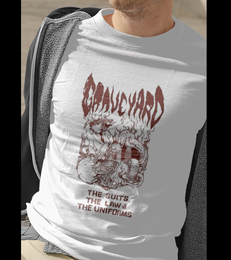 Graveyard The Suits The Law The Uniforms Goliath Skeleton Artwork T-Shirt