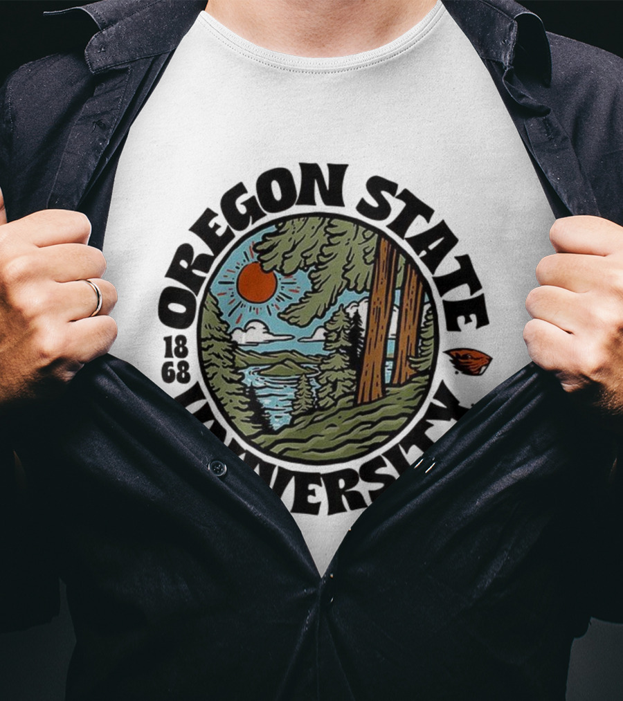 Oregon State University Beavers Football Est 1868 Scenic Landscape T-Shirt