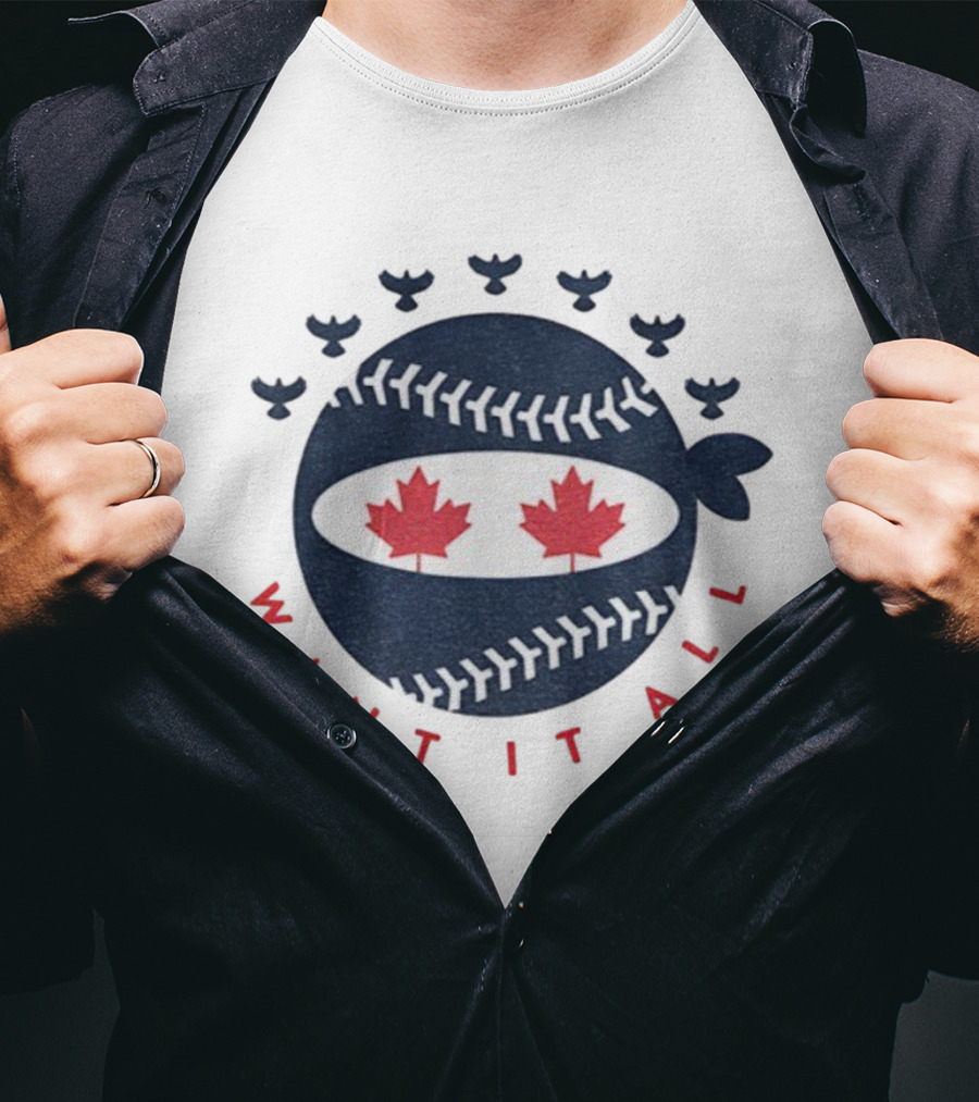 Toronto Blue Jays Pitching Ninja Maple Leaf Want It All Baseball T-Shirt