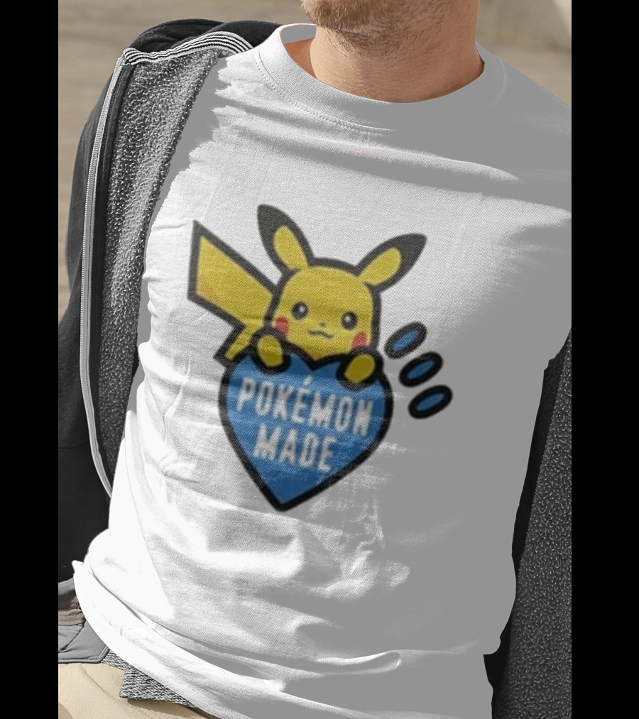Pikachu Pokemon Made Heart Design T-Shirt