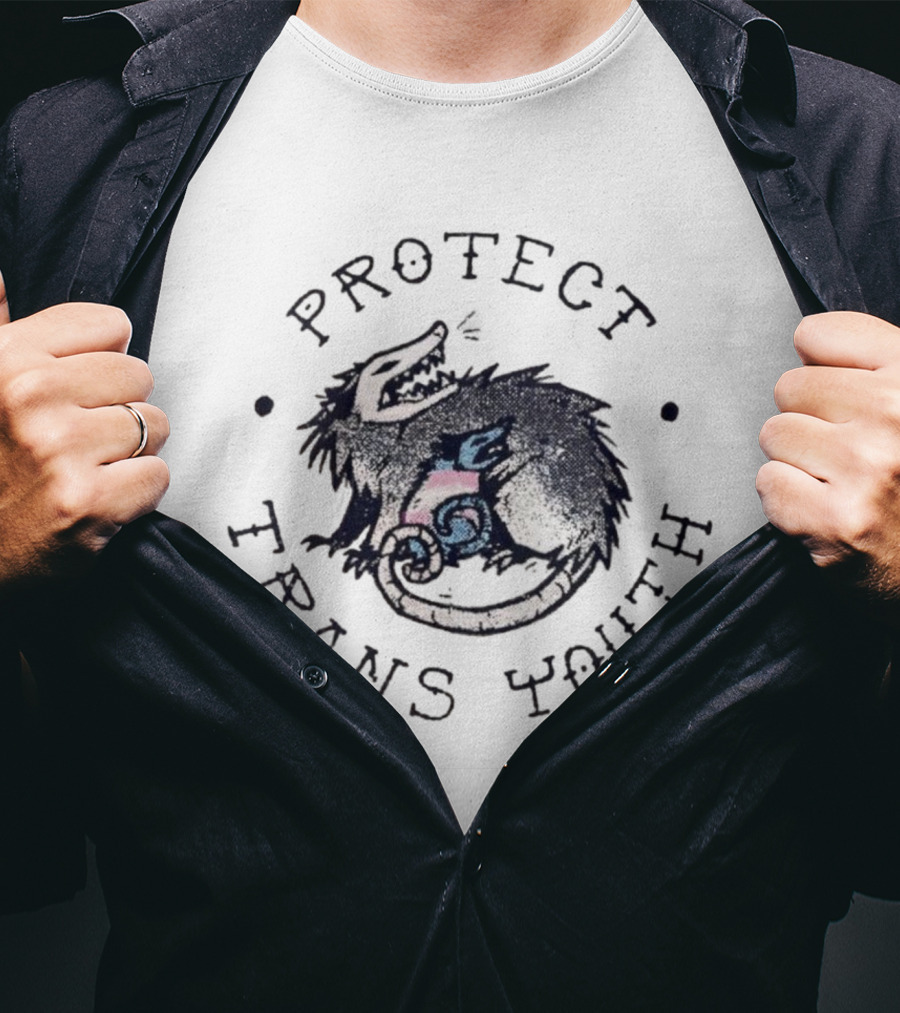 Protect Trans Youth Opossum With Trans Flag Baby T-Shirt