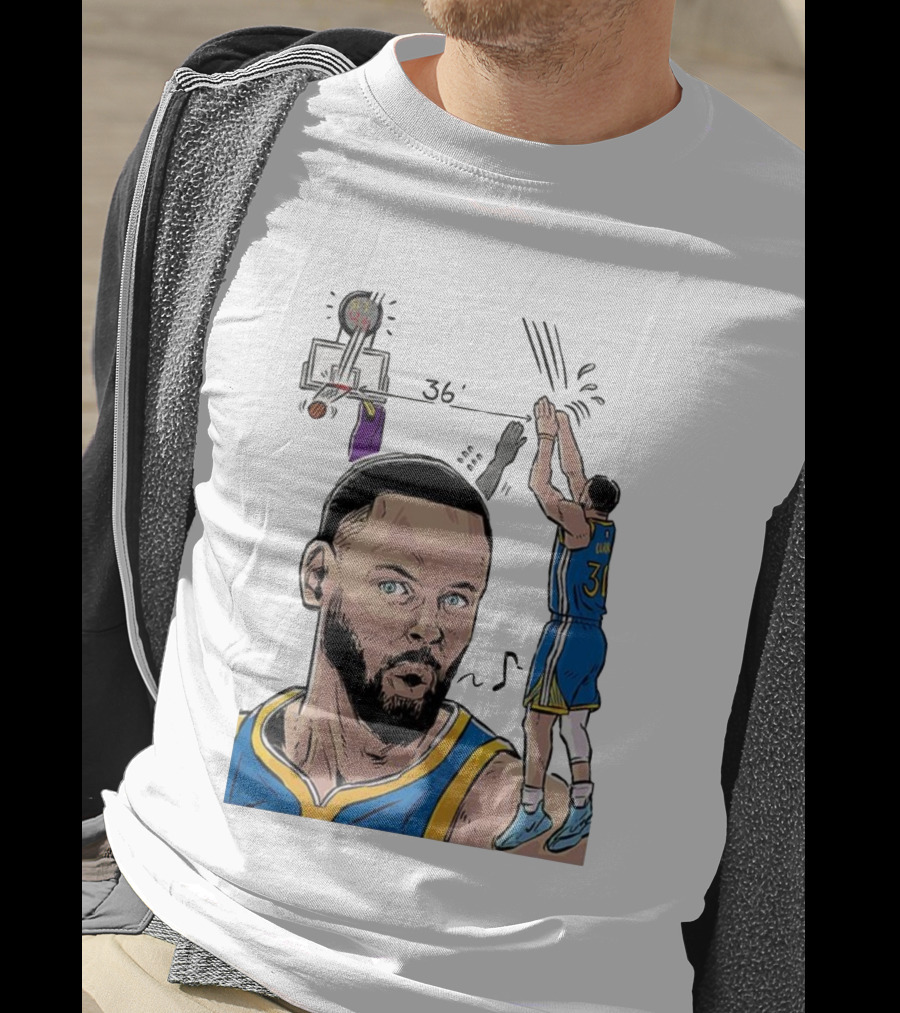 Stephen Curry Golden State Warriors NBA 36 Feet Comic Basketball Shot T-Shirt