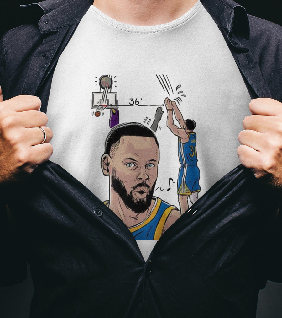 Stephen Curry Golden State Warriors NBA 36 Feet Comic Basketball Shot T-Shirt