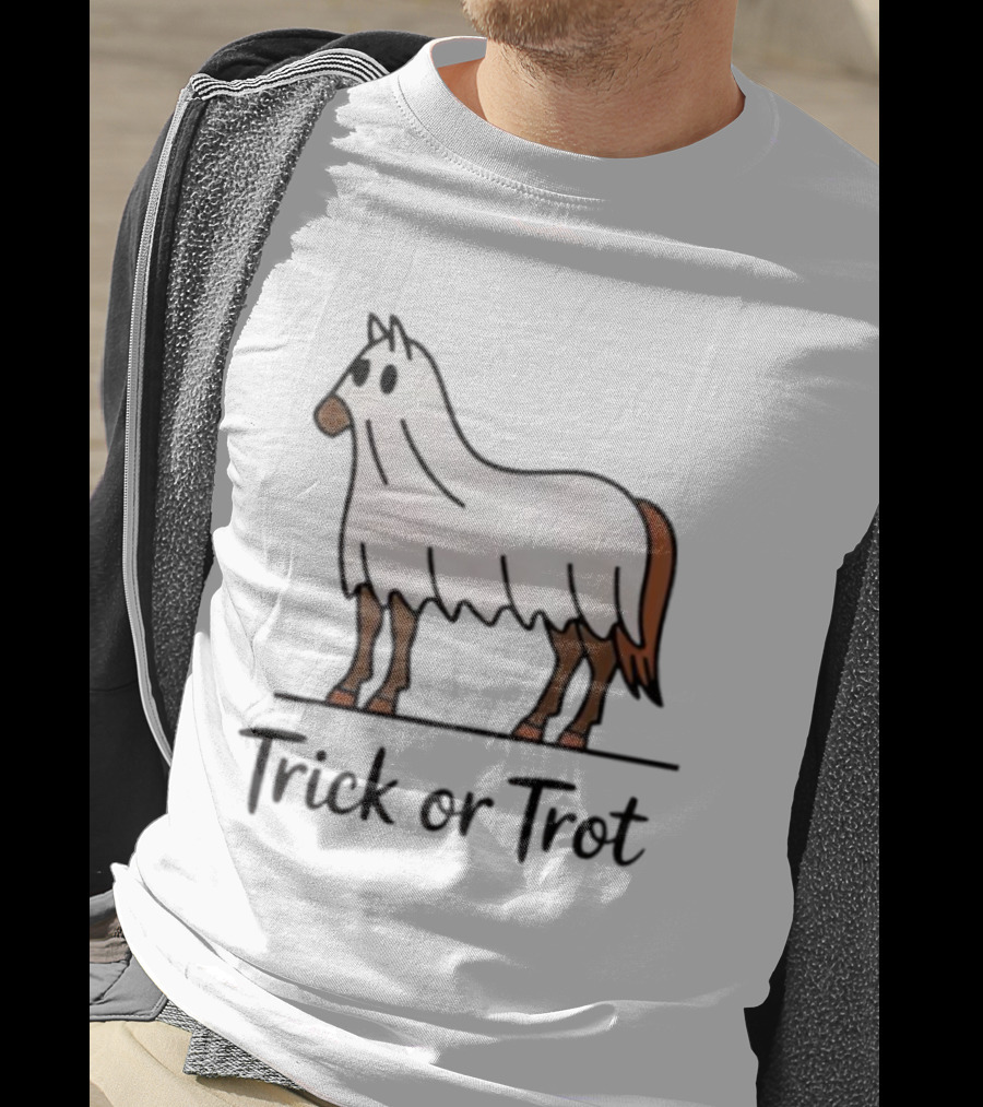 Trick Or Trot Halloween Horse Lover Cute Ghost Costume T-Shirt