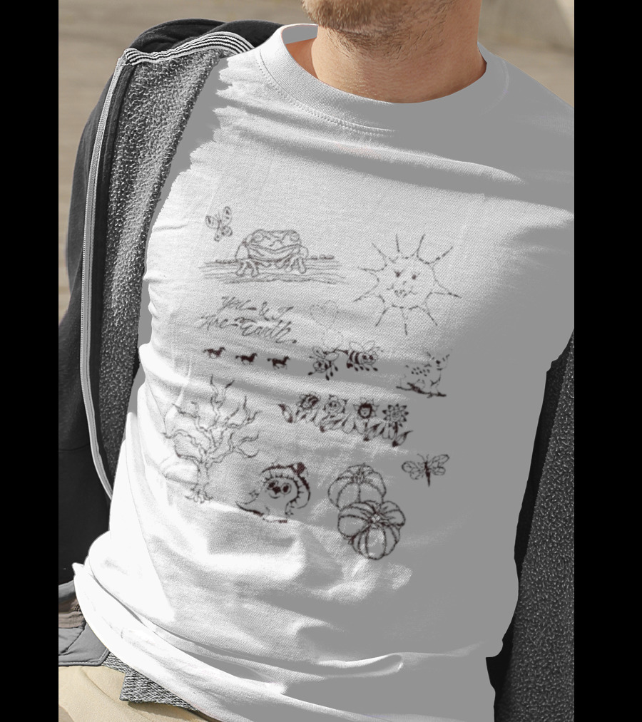 You And I Are Earth Happy Sun Heart Nature Animals Butterflies Smiling Faces T-Shirt