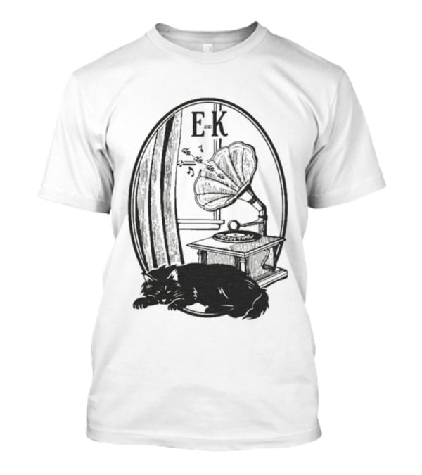Evan And Katelyn EK Vintage Gramophone Oval Design T-Shirt