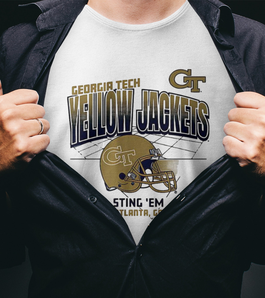 Georgia Tech Yellow Jackets GT Helmet Sting 'Em Atlanta GA T-Shirt