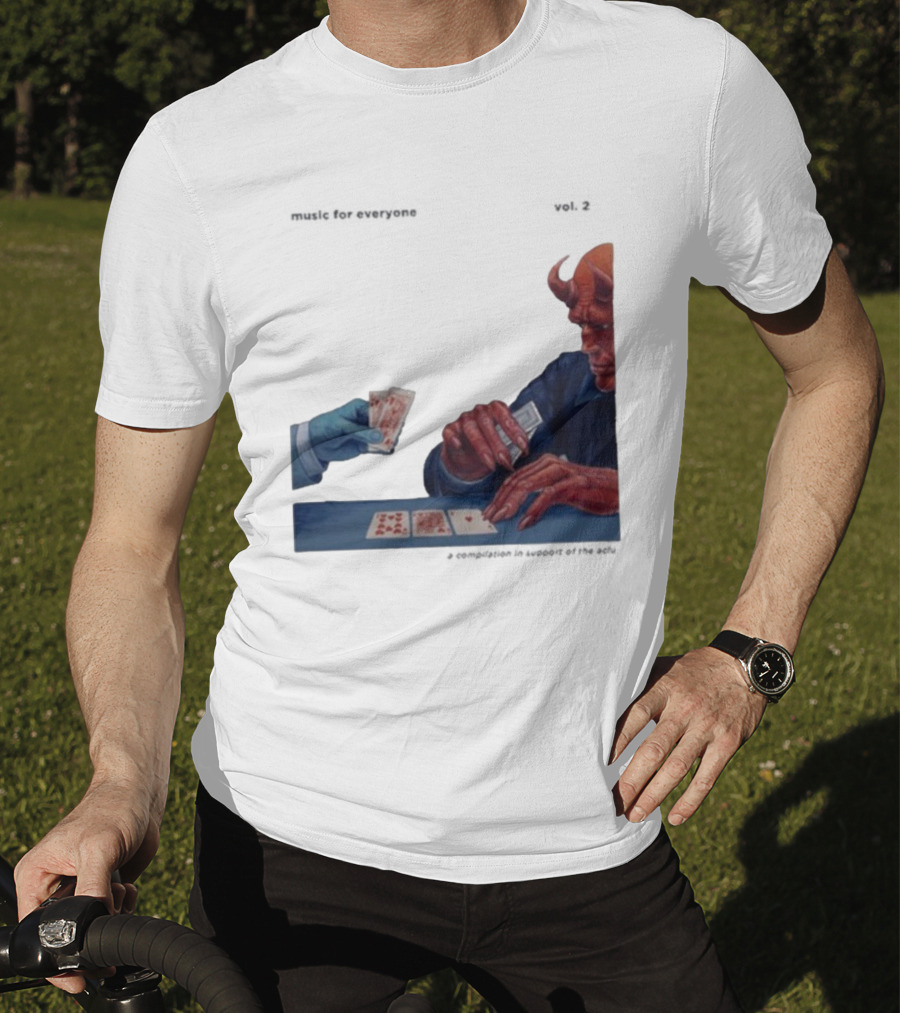 L.S. Dunes Music For Everyone Vol. 2 Satan Card Game Demon Illustration T-Shirt