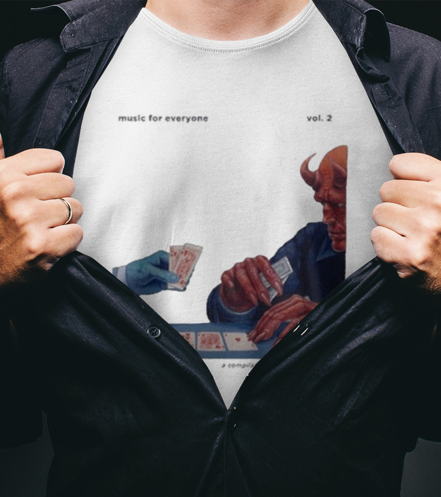 L.S. Dunes Music For Everyone Vol. 2 Satan Card Game Demon Illustration T-Shirt