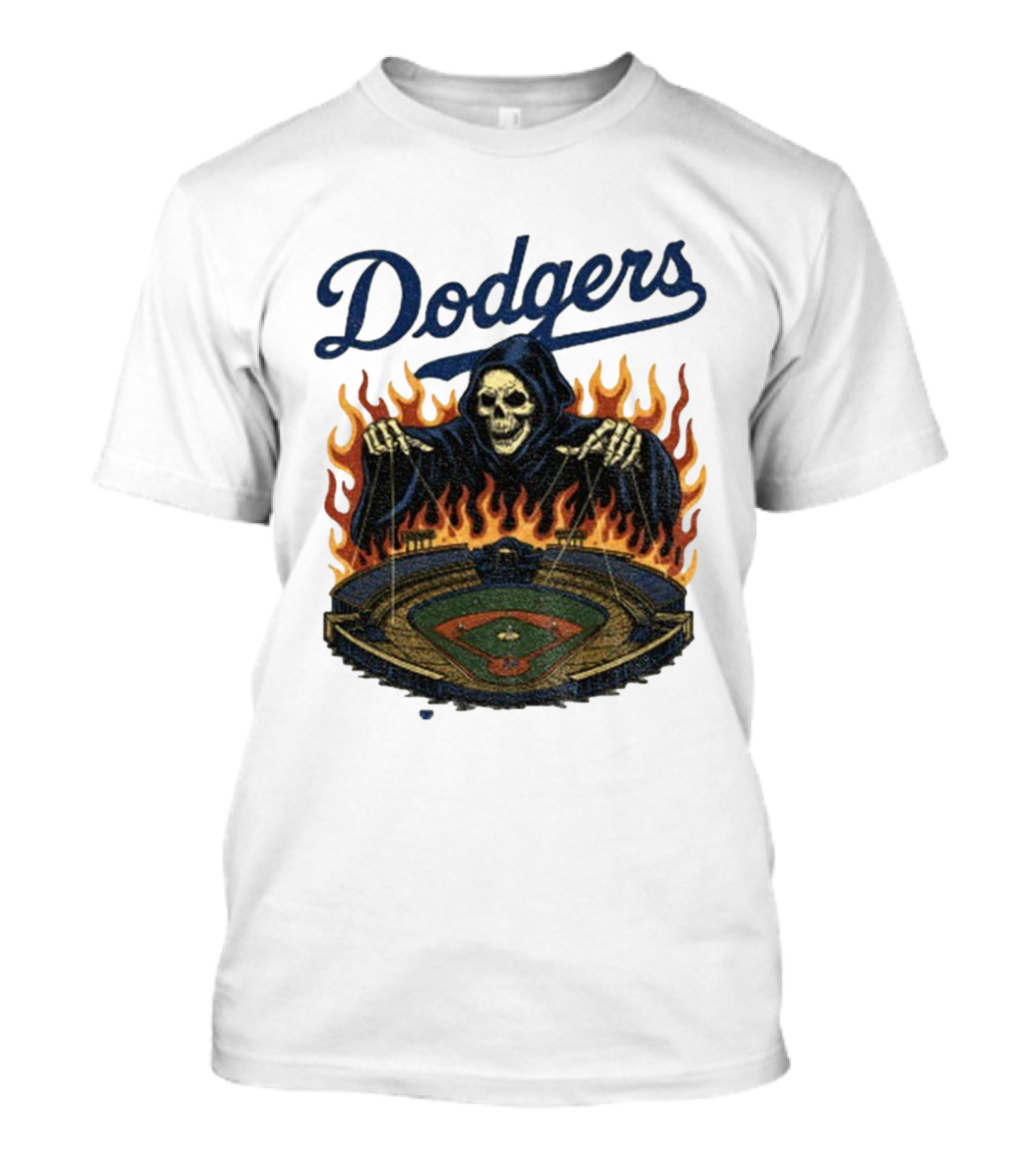 Dodgers Grim Reaper Over Baseball Stadium Fire Swea T-Shirt