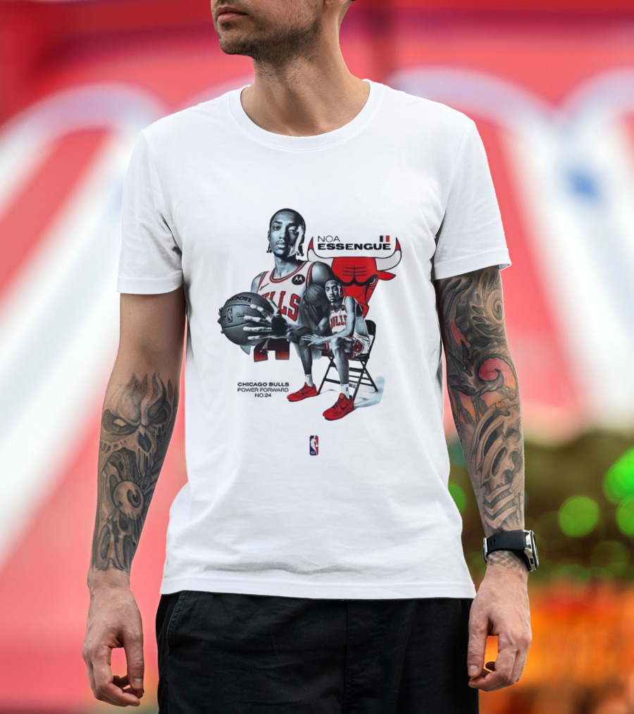 Noa Essengue Chicago Bulls Power Forward NBA Basketball Number 24 T-Shirt