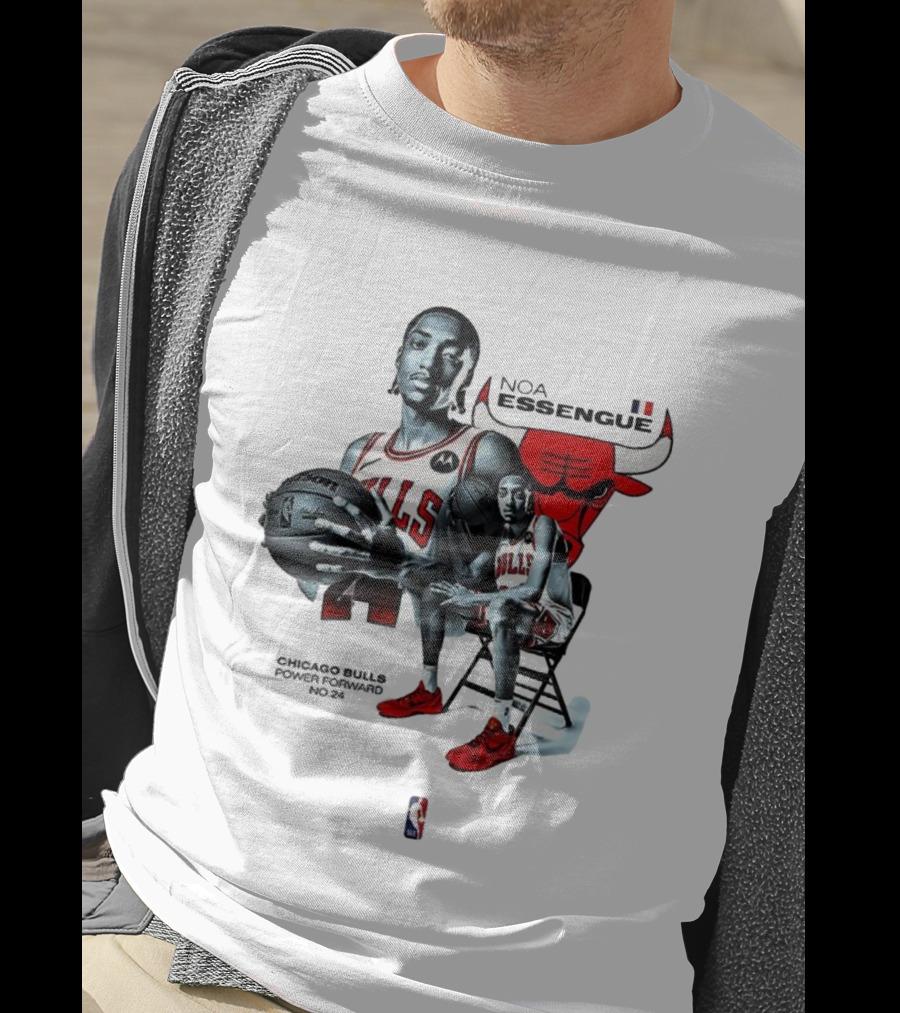 Noa Essengue Chicago Bulls Power Forward NBA Basketball Number 24 T-Shirt