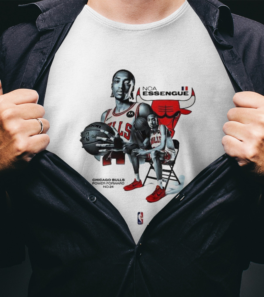 Noa Essengue Chicago Bulls Power Forward NBA Basketball Number 24 T-Shirt
